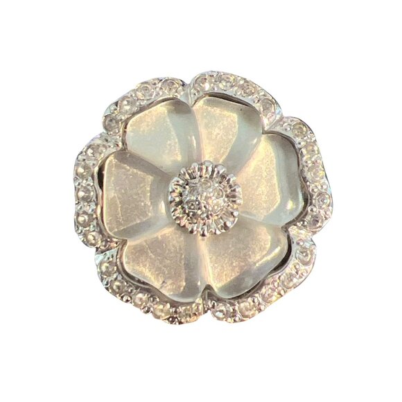 Vintage Replica SINGLE Clip On Earring Italy Lucite CZ Silver Tone Replacement - Picture 1 of 7